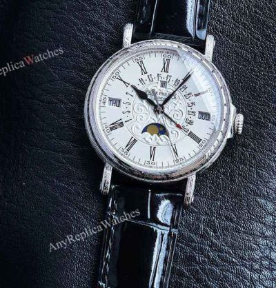 Victory Factory Patek Philippe Complications 5159 Calendar 38mm Cal.324 Movement Engraved WG Case Watch